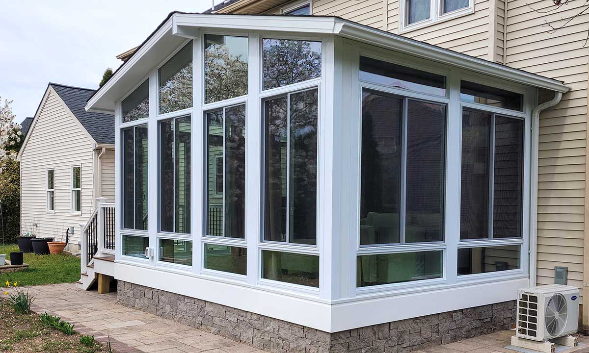 Outside view of white sunroom