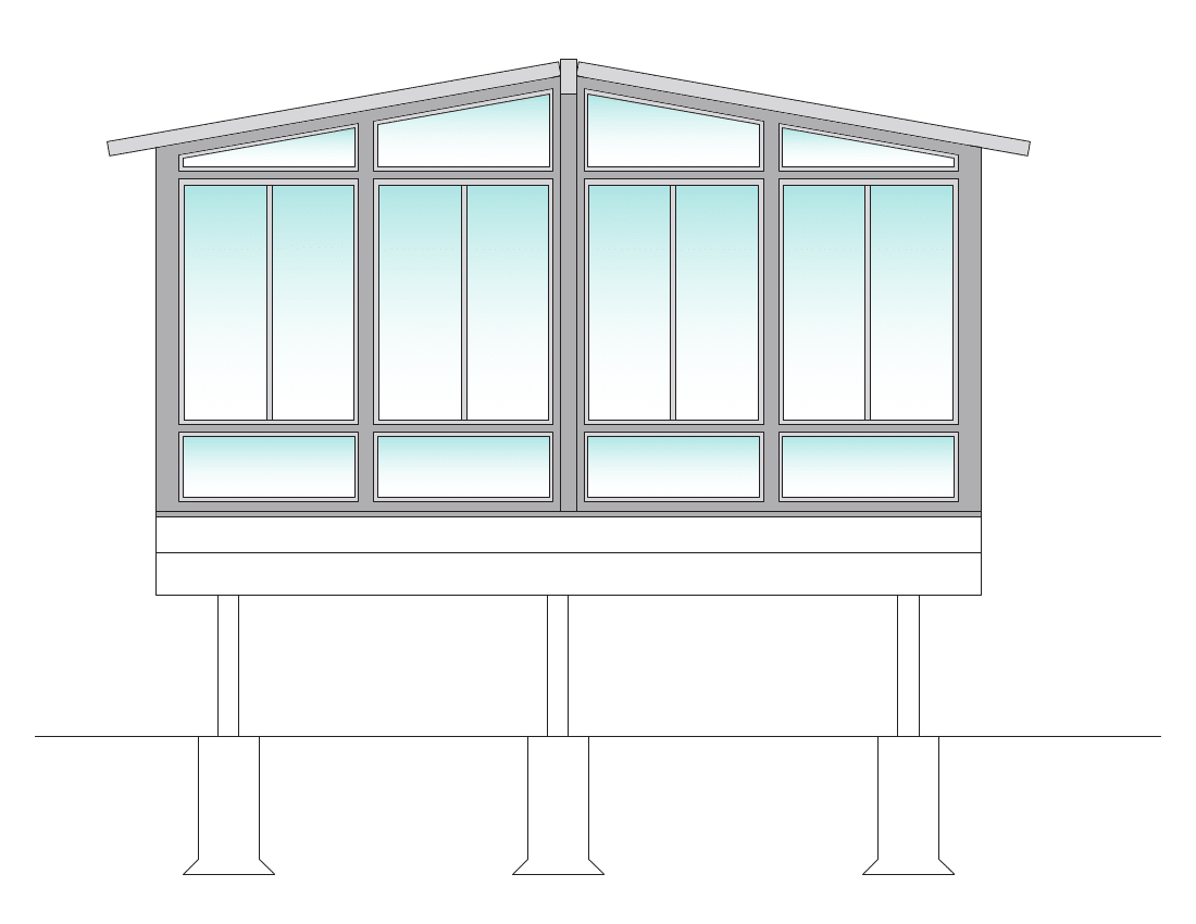 Oasis 2600SL sunroom deck enclosure line drawing