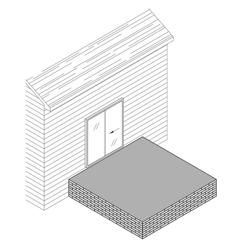 line drawing of brick deck