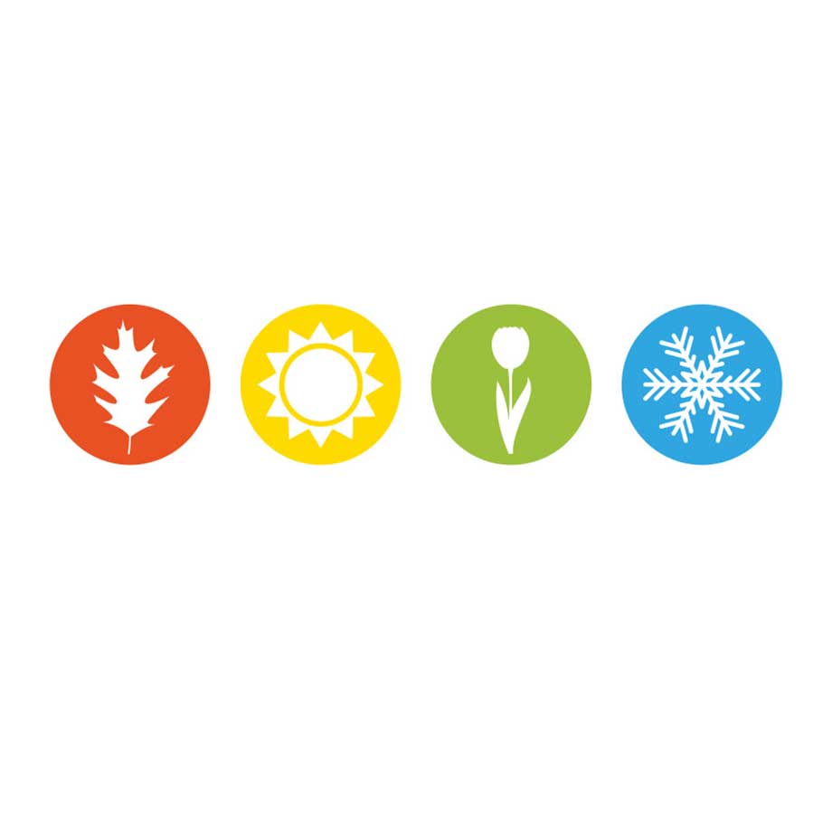 Colorful icons to represent the four seasons