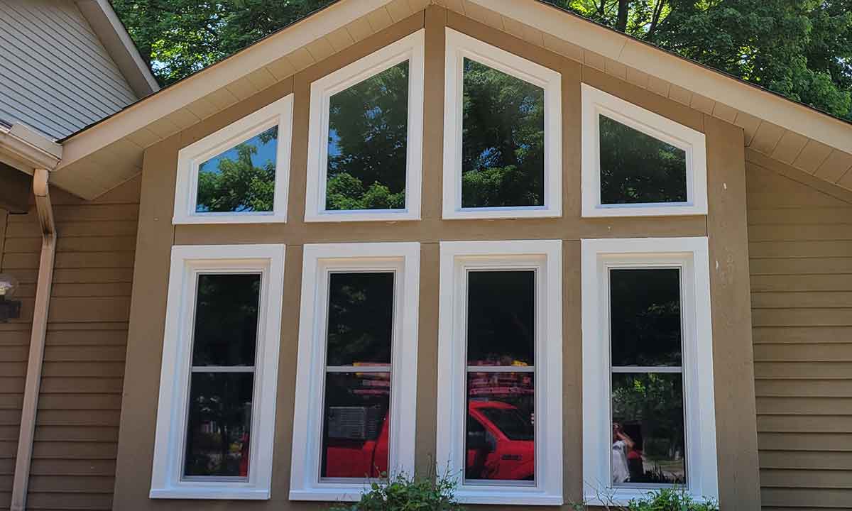 Geometric shape windows from outside view