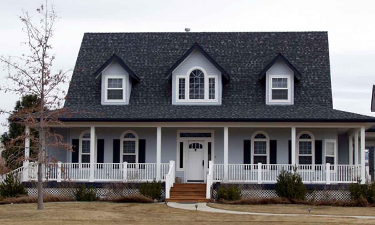 farmhouse with geometric shape windows