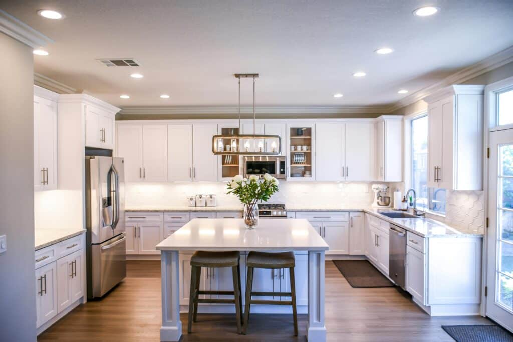 Modern kitchen with island in center