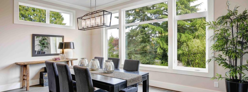 Picture windows in dining room